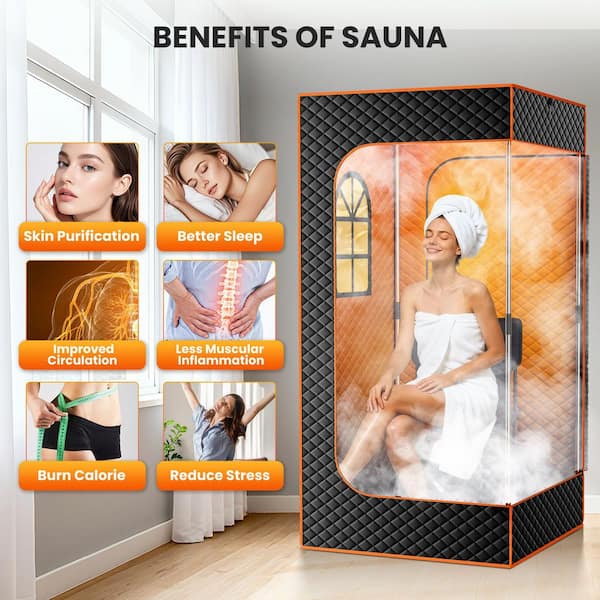 BOZTIY 1-Person Portable Steam Sauna Box with Steamer and Folding