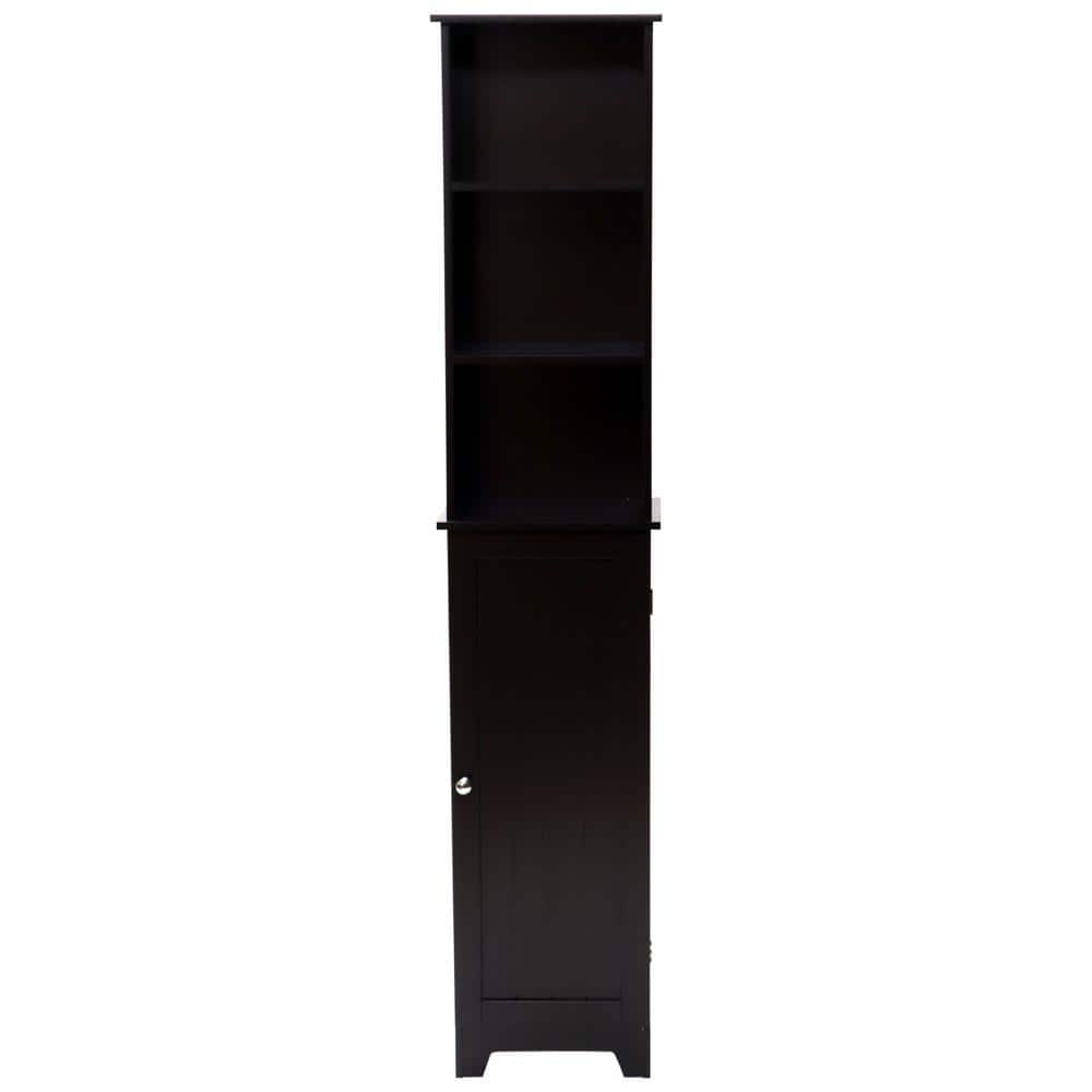 Espresso Contemporary Country Tall Floor Cabinet with Adjustable Shelves