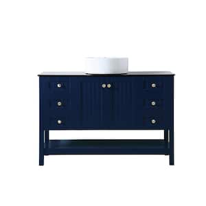 Timeless Home 48 in. W x 18.88 in. D x 38 in. H Single Bathroom Vanity in Blue with Black Tempered Glass Top