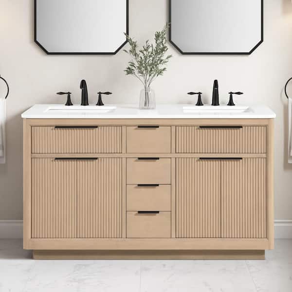 OVE Decors Xander 60 in. Freestanding Sahara Birch Bath Vanity