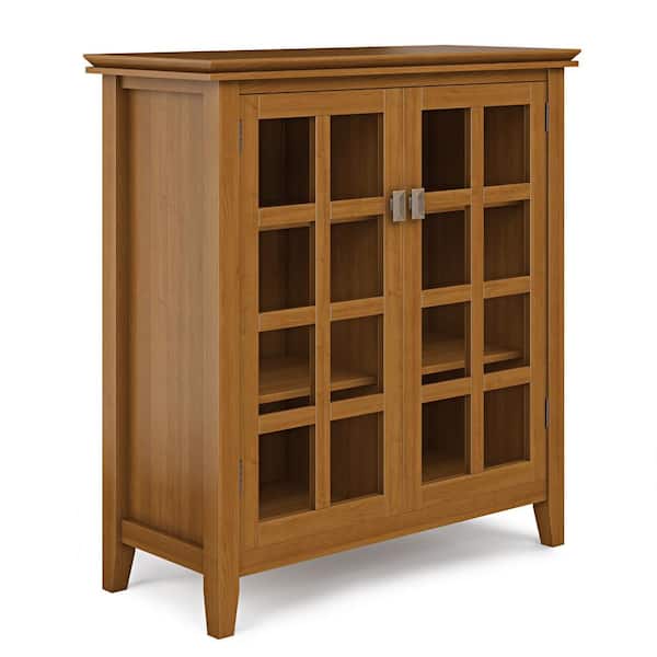 Simpli Home Artisan Solid Wood 38 in. Wide Transitional Medium Storage Cabinet in Honey Brown