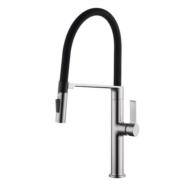 Brushed Nickel 20.1 in. Pull Down Sprayer Kitchen Faucet with 360° Spout Swivel