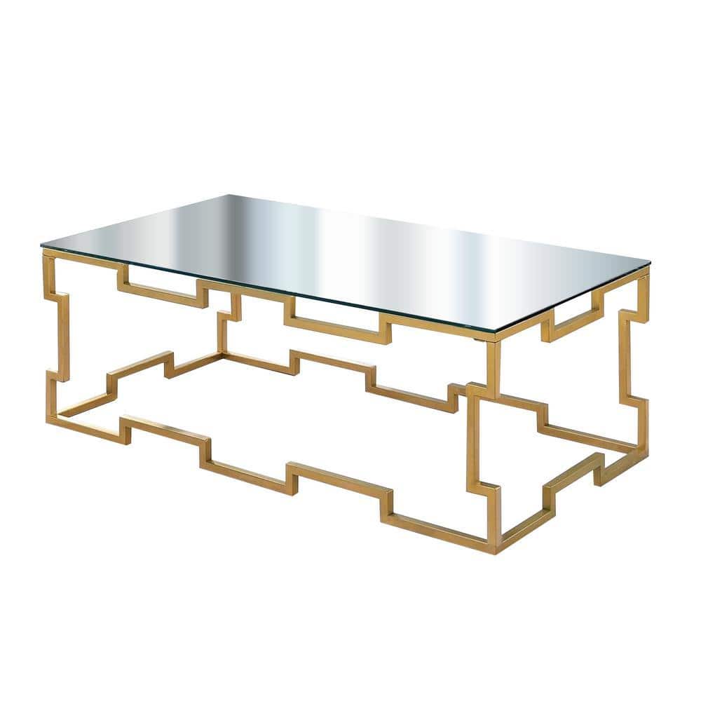 Josephine 47.50 in. Gold Rectangle Glass Top Coffee Table