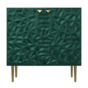 High Gloss Patterns 2-Door Storage Accent Cabinet in Green