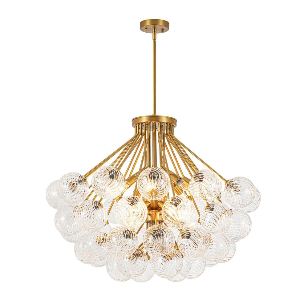 Quinn 15-Light Brushed Gold Tiered Branch Bubble Bubble Chandelier with Twisted Glass Globe for Living Room price history on PriceWatchPro