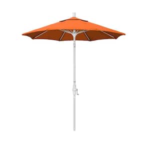 7.5 ft. Matted White Aluminum Market Collar Tilt Patio Umbrella Fiberglass Ribs and in Tuscan Sunbrella