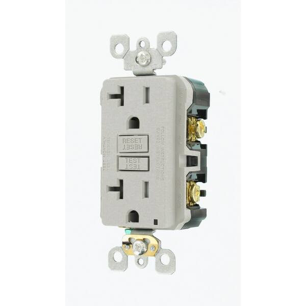 Leviton 20 Amp SmartlockPro Tamper Resistant GFCI Outlet Gray 103-GFTR2-0GY 