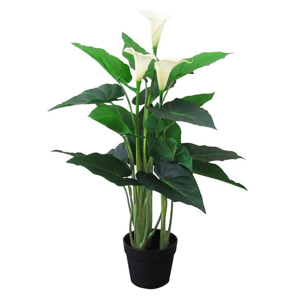 31 in. Real Touch White Artificial Calla Lily Flowering Plant in Pot