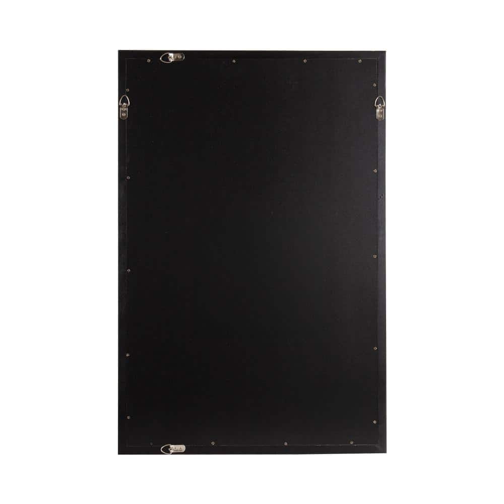 Endicott Black Geometric Faceted Wood Framed Vanity Mirror 24" x 36"