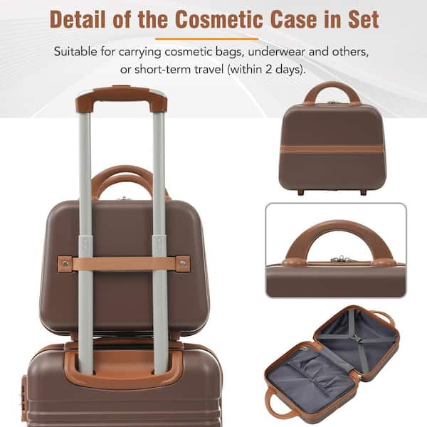 Merax 4-Piece Brown Expandable ABS Hardshell Spinner 20 in. 24 in