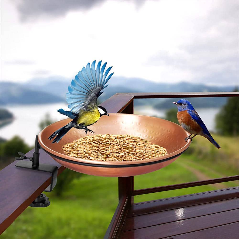 Pure Copper 11-Inch Deck Mounted Bird Bath