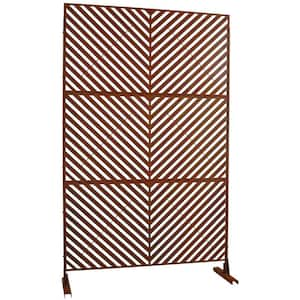 Anky 76 in. H x 48 in. W Steel Garden Fence, Metal Privacy Screens and Panels with Free Standing in Rust Red