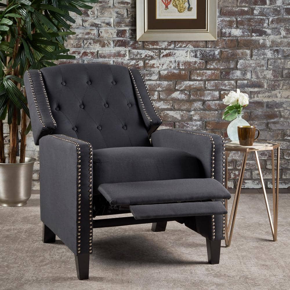 Handcrafted Brown Wood Recliner Accent Chair with Charcoal Finish