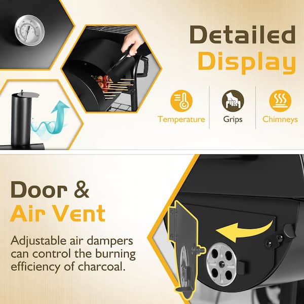 Foredawn Outdoor Portable BBQ 28 in. Charcoal Grill in Black