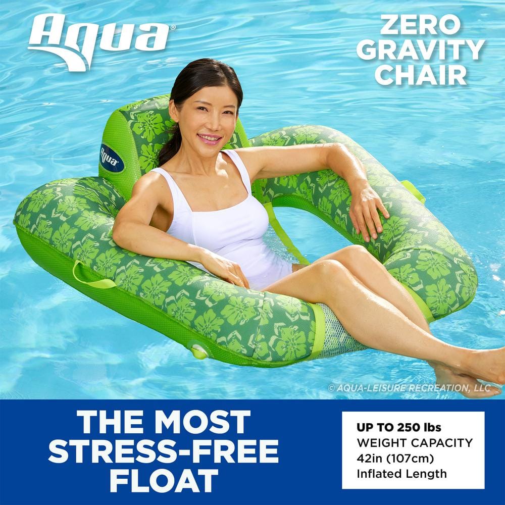 Lime Green Floral Inflatable Pool Chair Lounge Float, 3 Pack