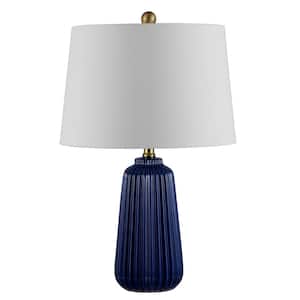 Sawyer 24 in. Navy Blue Table Lamp with White Shade