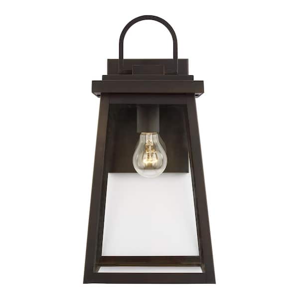 TIELLA Bihl Large 1-Light Bronze Transitional Exterior Outdoor Wall Sconce with Clear and White Glass Panels Included