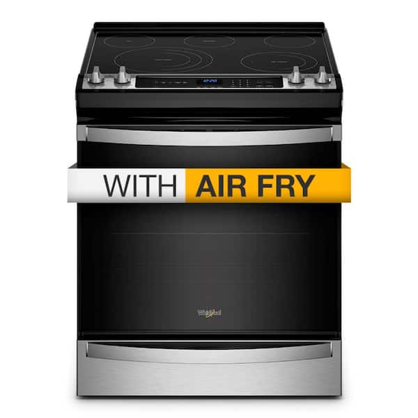 Whirlpool 6.4 cu. ft. 5 Burner Element Single Oven Electric Range with Air Fry Oven in Fingerprint Resistant Stainless Steel