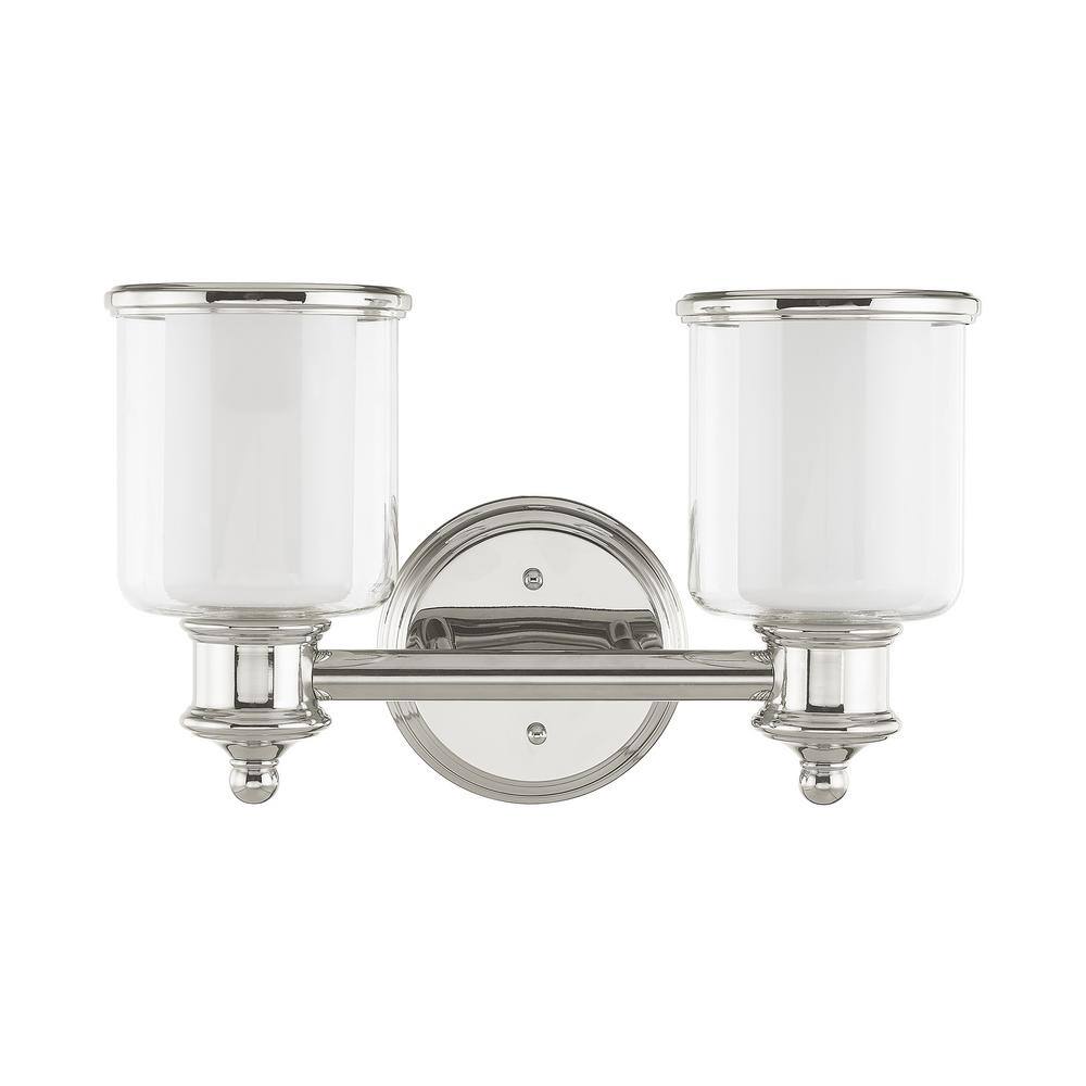 Polished Nickel 2-Light Vanity with Steel Frame