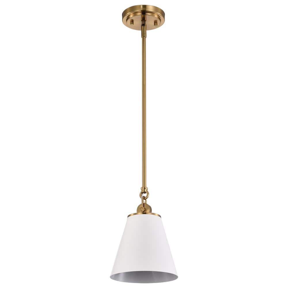Dover 60-Watt 1-Light White and Vintage Brass Shaded Pendant Light with White Metal Shade and No Bulbs Included price history on PriceWatchPro