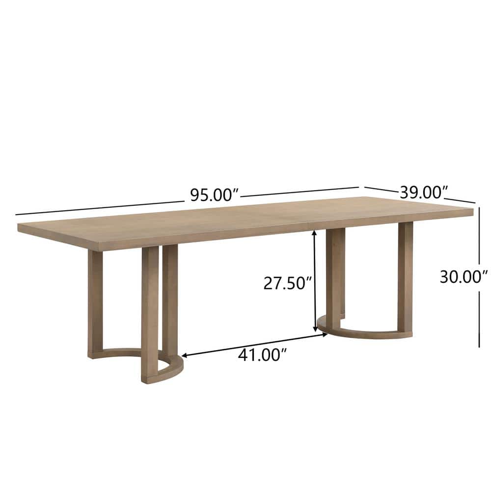 Evat 95" Light Ash Rubberwood Modern 8-Seater Dining Table