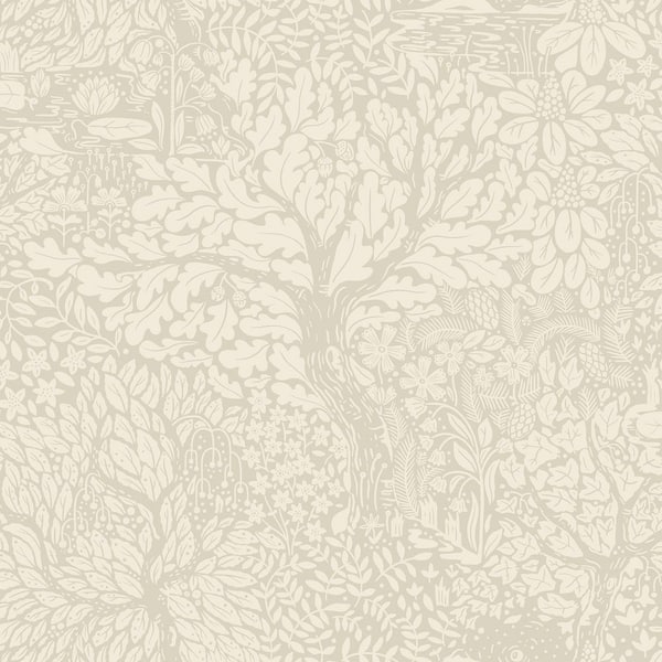 A-Street Prints Olle Beige Taupe Forest Sanctuary Wallpaper Sample