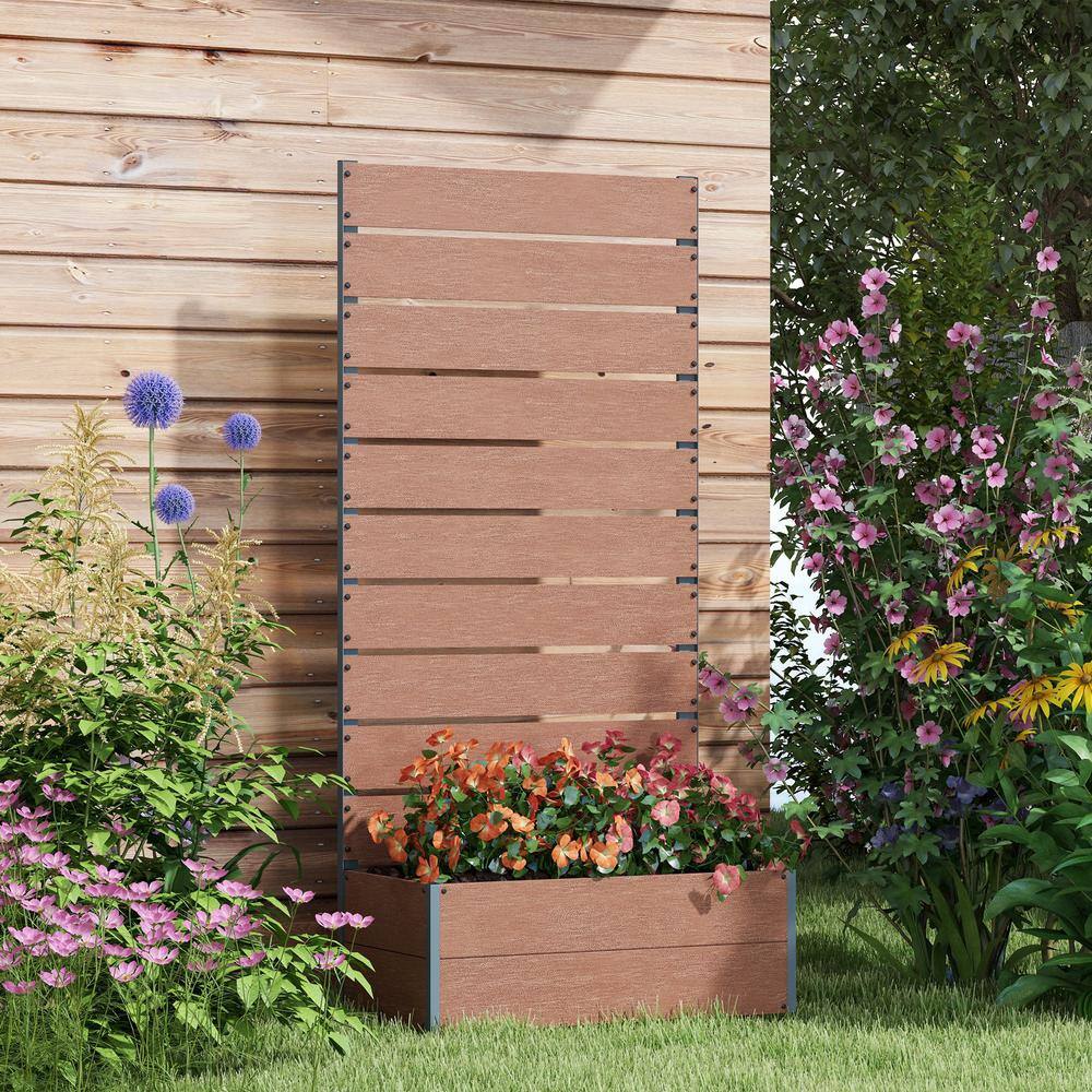 Light Brown Metal Trellis Raised Garden Bed Planter