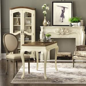 Provence Ivory Writing Desk with Ash Brown Top 54 in.
