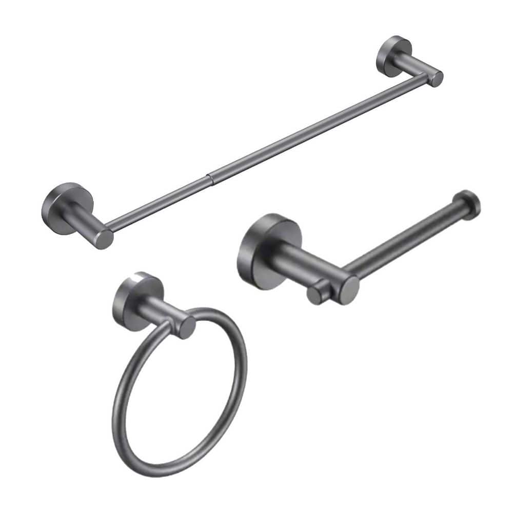 Bathroom Hardware Set, Thicken Space Aluminum 3 PCS Towel bar Set 16-27 Inc