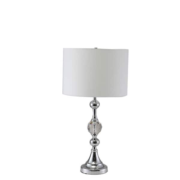 HomeRoots 29.5 in. Silver Standard Light Bulb Urn Bedside Table Lamp