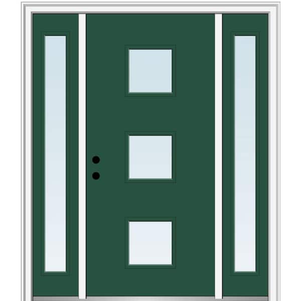 MMI Door 64.5 in. x 81.75 in. Aveline Right-Hand Inswing 3-Lite Clear Low-E Painted Fiberglass Prehung Front Door w/ Sidelites