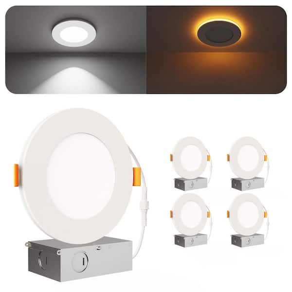 4 in. Adjustable 5CCT Canless with Night Light IC Rated Dimmable Indoor Integrated LED Recessed Downlight(4-Pack)