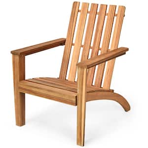 Outdoor Wooden Adirondack Chair Patio Lounge Chair with Armrest Natural