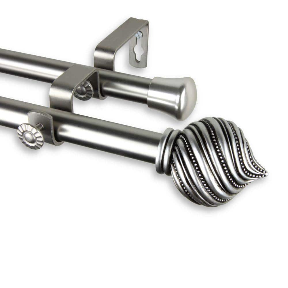 28 in. - 48 in. Telescoping Double Curtain Rod Kit in Satin Nickel with Bisque Finial price history on PriceWatchPro