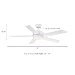 Hansfield 56 in. Indoor/Outdoor Wet Rated White Ceiling Fan with Integrated LED and Remote Control Included