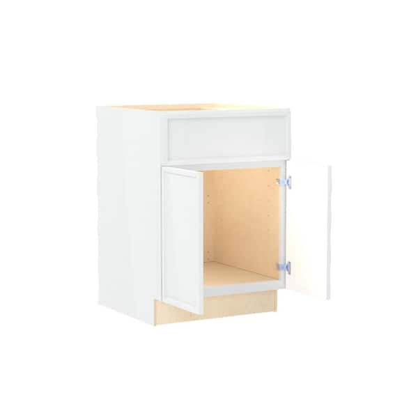 Home Decorators Collection Franklin 27 in. W x 21 in. D x 34.5 in. H Assembled Plywood Sink Base Bath Cabinet in Vesper White with Soft Close