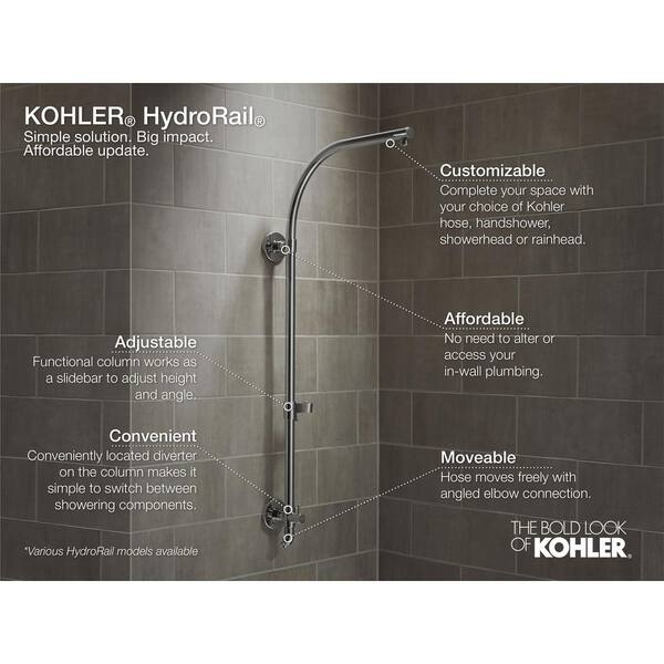 KOHLER HydroRail Shower Column for Beam Shower Arms in Polished Chrome