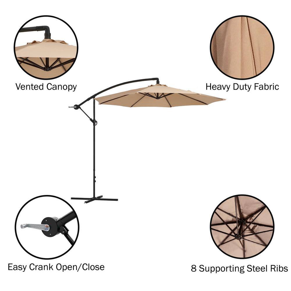 10ft Nude Steel Octagon Cantilever Side Post Umbrella
