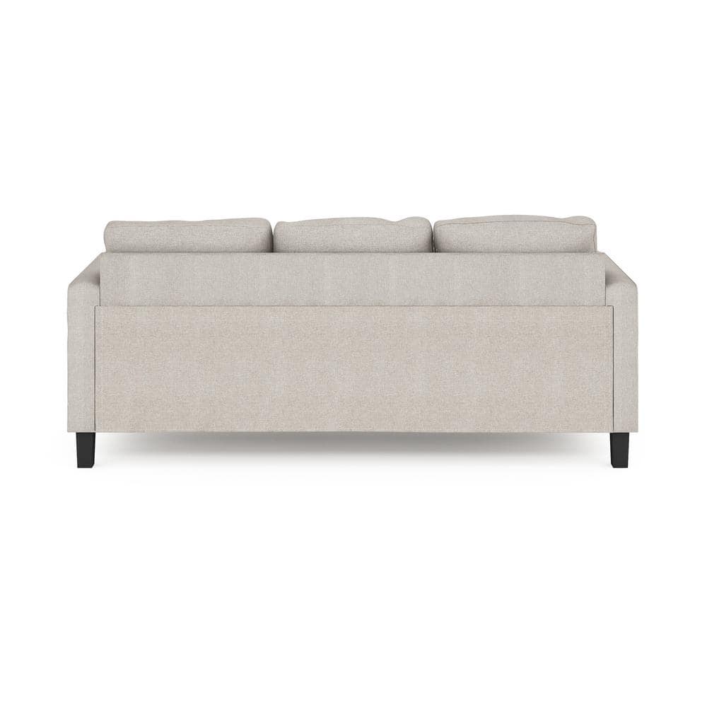Bayonne Fog Polyester Upholstered 3-Seater Lawson Sofa with Wooden Legs