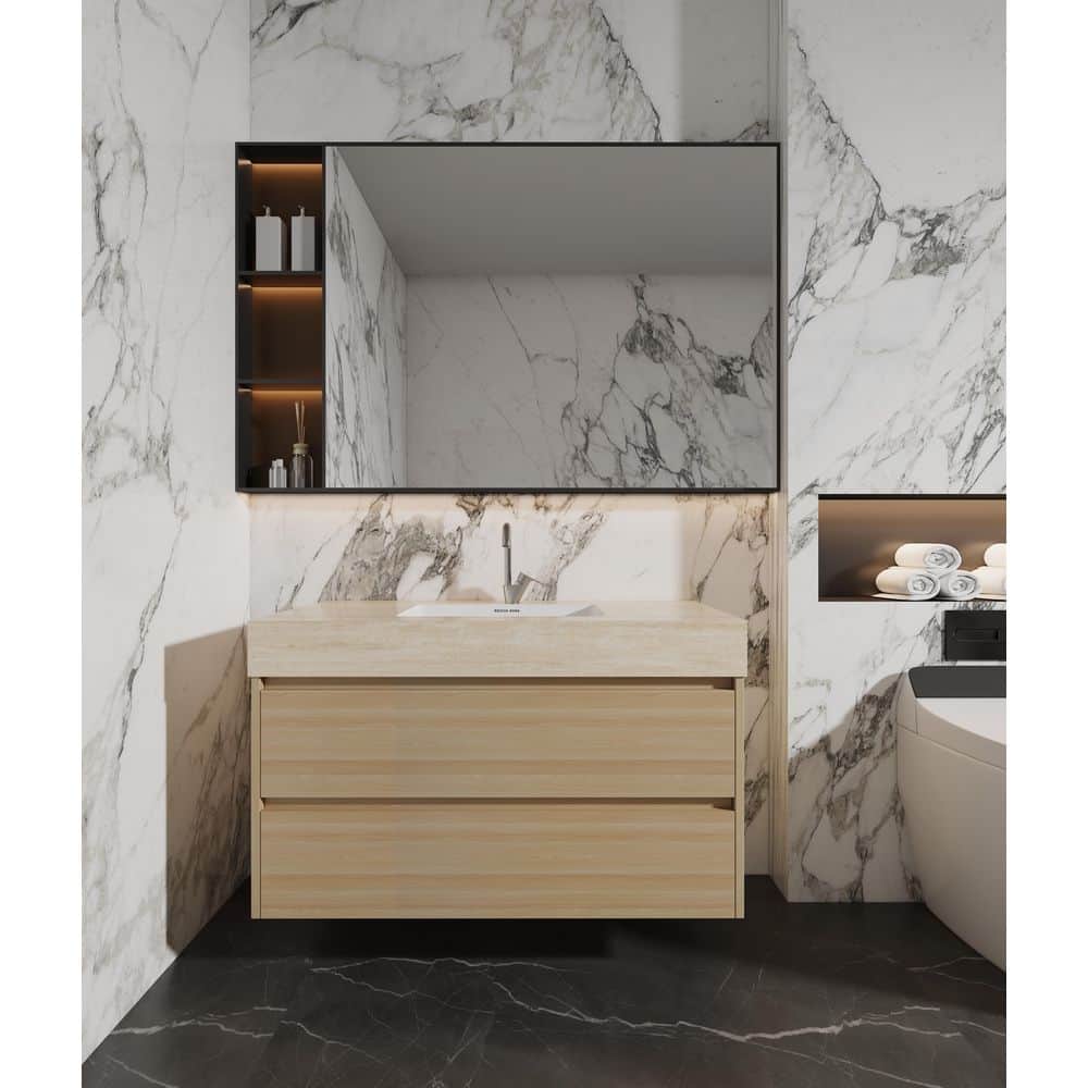 42 in. W x 21.7 in. D Porcelain Single Sink Vanity Top in Travertine Yellow with Pre-Drilled Faucet Hole price history on PriceWatchPro