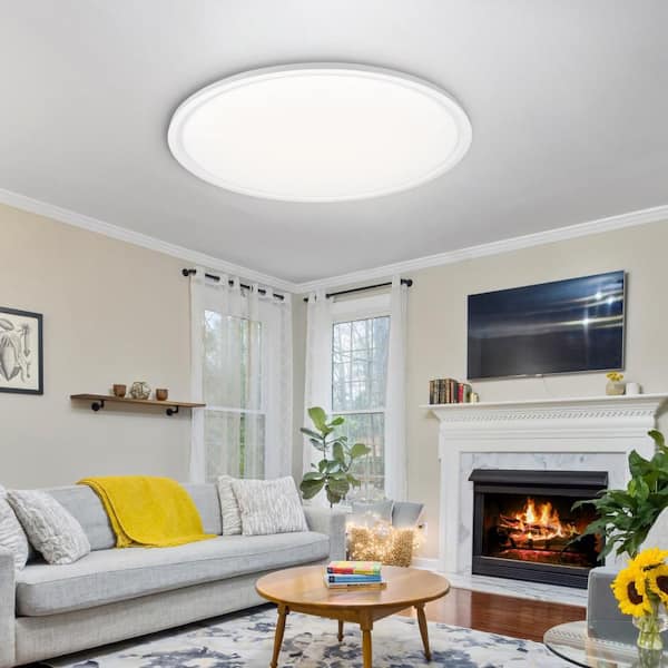 24 in. Round White Integrated LED Flush Mount Light Super Narrow Frame Slim LED Flush Mount Light with 5CCT Selectable