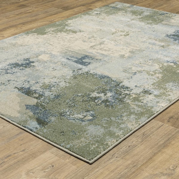 Brixworth Blue/Green Doormat 3 ft. x 5 ft. Casual Abstract Polypropylene Indoor Area Rug
