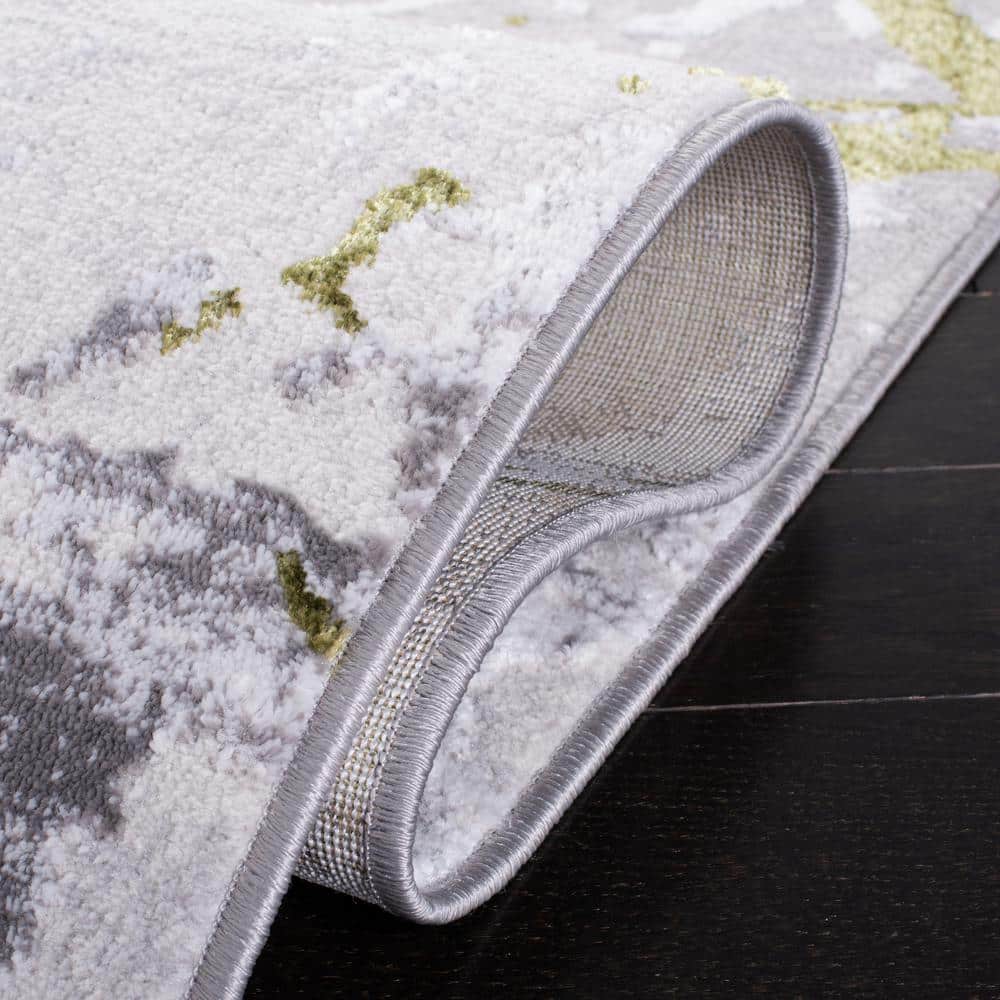 Amelia 9' x 12' Grey and Green Abstract Synthetic Area Rug