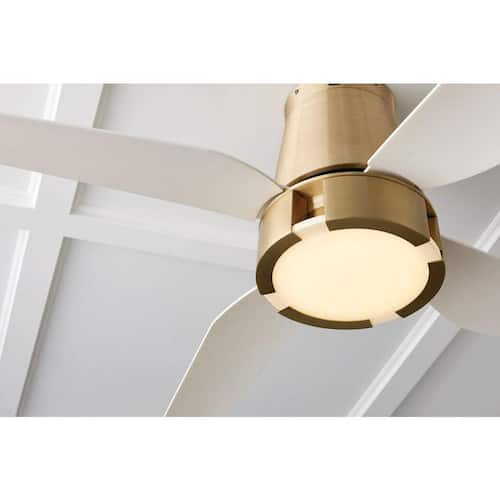 Hugh 52 in. LED Indoor Brushed Brass Ceiling Fan with White Blades GLUCKSTEINELEMENTS Ceiling Fans With Lights