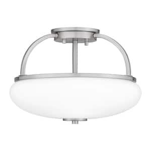 Easton 3-Light Brushed Nickel Semi-Flush Mount with Opal Glass