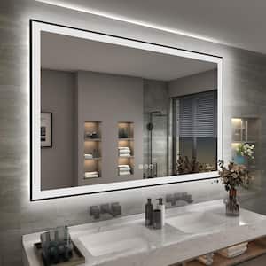 60 in. W x 40 in. H Rectangular Space Aluminum Framed Dual Lights Anti-Fog Wall Bathroom Vanity Mirror in Tempered Glass