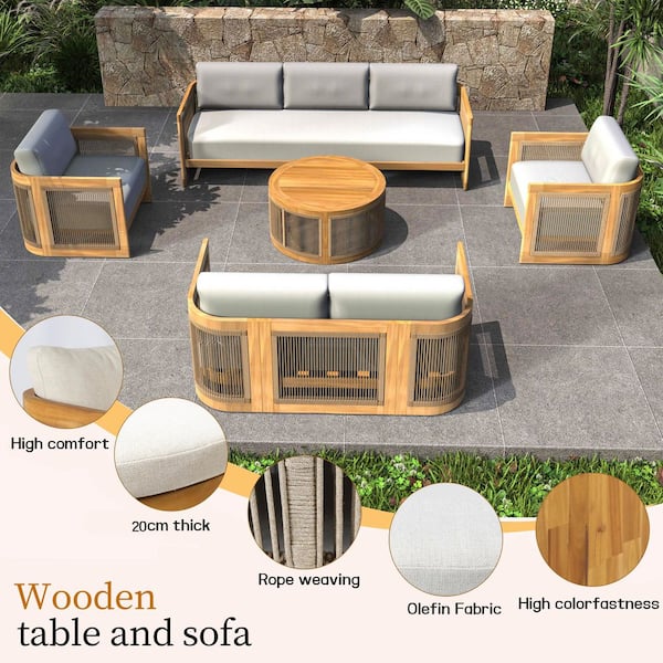 moda furnishings Guzal 5-Piece Acacia Wood Patio Outdoor