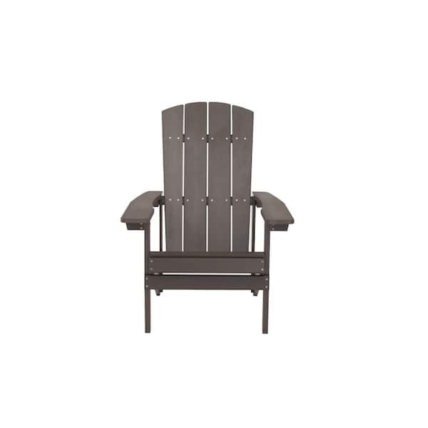 Wildaven Outdoor HIPS Plastic Adirondack Chair, Lounge Patio Chair, Cozy Chiar for Garden, Lawn, Backyard, Deck, Pool Side-Brown