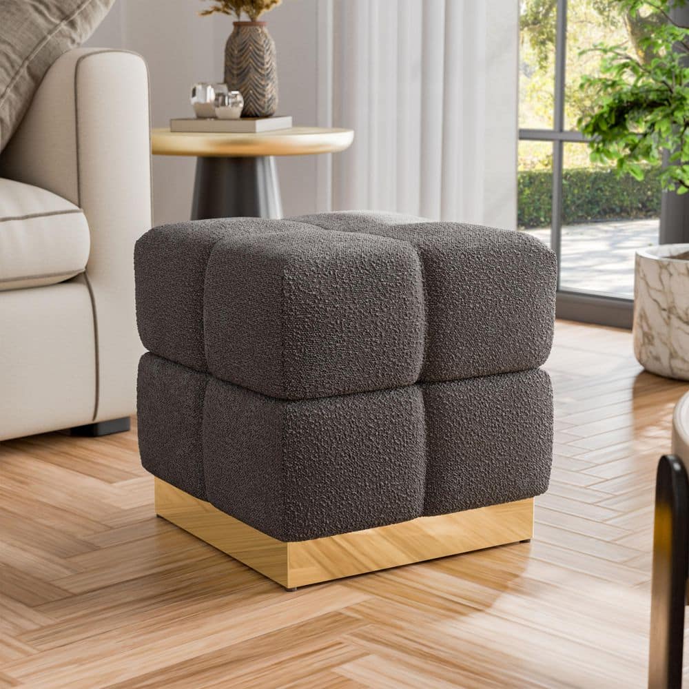 Furniture of America Resa Modern Charcoal Boucle Fabric Square