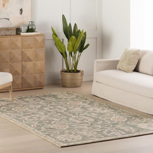 Orlina Floral and Paisley Transitional Area Green 3 ft. x 8 ft. Indoor Runner Rug